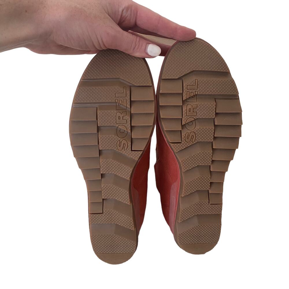 SOREL Waterproof Suede Leather Evie Pull On Wedge Ankle Bootie WARP RED 9.5 - Picture 2 of 9